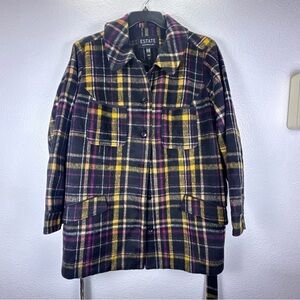 Isaac Mizrahi Women's Plaid Utility Jacket - Black, Yellow, Pink, White 2X